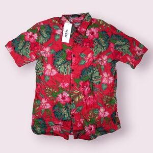 JOGAL Mens Hawaiian Shirt Short Sleeve Button Down Shirt  Size Large NWT
